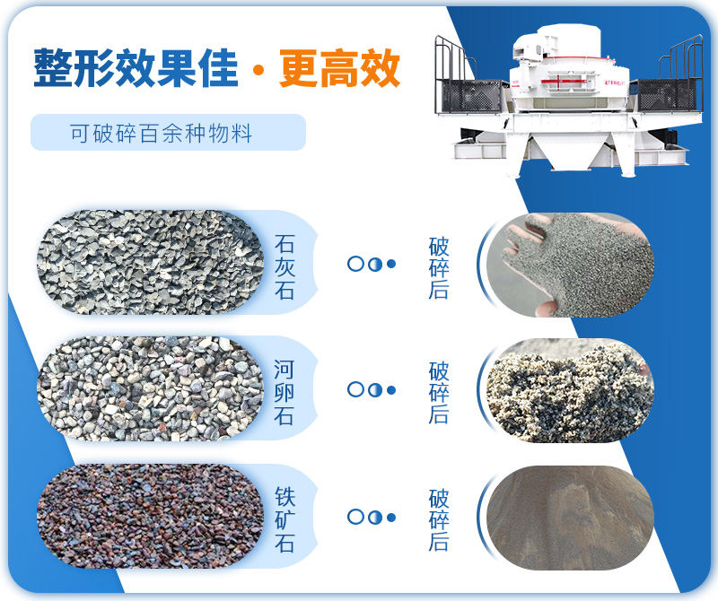 制砂機成品粒度多樣化，各種石料都不怕